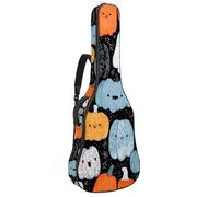 Custodia per chitarra di dimensioni standard, custodia impermeabile per chitarra acustica classica, stile notturno con fantasmi su sfondo viola, Multicolore 09, 42.9x16.9x4.7 in, Zaino casual