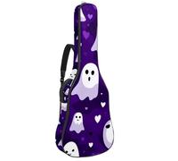Custodia per chitarra di dimensioni standard, custodia impermeabile per chitarra acustica classica, stile notturno con fantasmi su sfondo viola, Multicolore 03, 42.9x16.9x4.7 in, Zaino casual