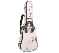 Custodia per chitarra di dimensioni standard, custodia impermeabile per chitarra elettrica classica acustica, testa di gatto carina con occhiali e fiocco, Multicolore 08, 42.9x16.9x4.7 in, Zaino