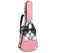 Custodia per chitarra di dimensioni standard, custodia impermeabile per chitarra elettrica classica acustica, testa di gatto carina con occhiali e fiocco, Multicolore 01, 42.9x16.9x4.7 in, Zaino