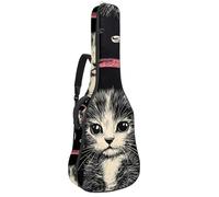 Custodia per chitarra di dimensioni standard, custodia impermeabile per chitarra elettrica classica acustica, testa di gatto carina con occhiali e fiocco, Multicolore 04, 42.9x16.9x4.7 in, Zaino
