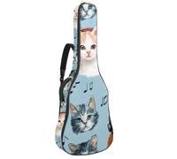 Custodia per chitarra di dimensioni standard, custodia impermeabile per chitarra elettrica classica acustica, testa di gatto carina con occhiali e fiocco, Multicolore 03, 42.9x16.9x4.7 in, Zaino