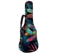 Custodia per chitarra di dimensioni standard, custodia impermeabile per chitarra elettrica classica acustica, libellule della foresta e foglie di palma, Multicolore 10., 42.9x16.9x4.7 in, Zaino casual