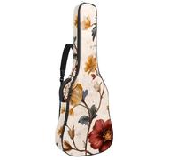 Custodia per chitarra di dimensioni standard, impermeabile, custodia da trasporto per chitarre acustiche classiche elettriche, estetica vintage varietà di fiori, Multicolore 01, 42.9x16.9x4.7 in,