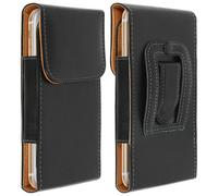 Custodia per Cintura Flip Verticale in Similpelle per Smartphone Taglia L - Nera