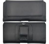 Custodia per cintura in vera pelle adatta per TCL 605 | Laterale Custodia in pelle con clip e passante | XL nero