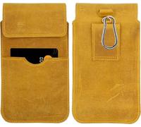 Custodia per cintura in vera pelle adatta per ZTE Nubia RedMagic 10S Pro | Marsupio con moschettone e passante | laterale in pelle | XL giallo