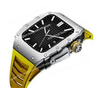 Custodia per cinturino in acciaio inossidabile più ultimo per Apple Watch Band 7 45 mm Case in lega di titanio per iWatch Series 6 5 4 SE 44mm MOD fai -da -te kit