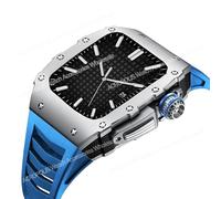 Custodia per cinturino in acciaio inossidabile più ultimo per Apple Watch Band 7 45 mm Case in lega di titanio per iWatch Series 6 5 4 SE 44mm MOD fai -da -te kit