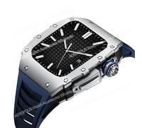Custodia per cinturino in acciaio inossidabile più ultimo per Apple Watch Band 7 45 mm Case in lega di titanio per iWatch Series 6 5 4 SE 44mm MOD fai -da -te kit