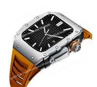 Custodia per cinturino in acciaio inossidabile più ultimo per Apple Watch Band 7 45 mm Case in lega di titanio per iWatch Series 6 5 4 SE 44mm MOD fai -da -te kit