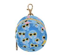 Custodia per ciuccio con elefanti carini cartoni animati blu con cerniera e clip per cambiare borsa, portachiavi, custodia per riporre tutto