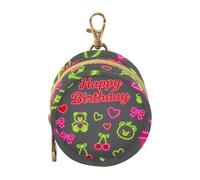 Custodia per ciuccio con orsetto di compleanno, verde scuro e rosso, con cerniera e clip, portamonete, articoli per bambini