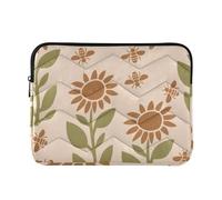 Custodia per computer portatile 13-14 pollici classica manica del computer con cerniera marrone e verde girasole e ape per il caso di latitudine del computer