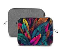 Custodia per computer portatile, 33,5 cm e 35,5 cm, motivo con foglie tropicali colorate, impermeabile, borsa per il trasporto del computer