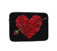 Custodia per computer portatile a forma di cuore con petali floreali stampati, adatta per computer portatili da 10 a 17 pollici, ideale per viaggi d'affari e ufficio da 10 pollici