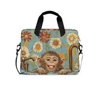 Custodia per computer portatile a tracolla con manico e tracolla da 15,6 pollici borsa da trasporto con cerniera Chic Rhesus Monkey Macaque