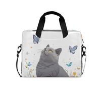 Custodia per computer portatile a tracolla Messenger con maniglia e tracolla da 15,6 pollici Custodia per computer con gatti britannici a pelo corto