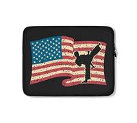 Custodia per Computer Portatile American Flag Karate Kick Silouette Design Sleeve per Laptop Antiurto Multicolore Borsa da Trasporto 15In, per Laptop, Notebook