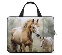 Custodia per computer portatile, antiurto, borsa per il trasporto del computer, con animali, ricami, quadri, cavalli, borsa per laptop, borsa leggera per notebook da viaggio, borsa da viaggio per