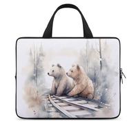 Custodia per computer portatile, antiurto, borsa per il trasporto del computer con orso sui binari del treno Borsa per laptop Tote leggera Custodia per notebook da viaggio borsa da viaggio per lavoro