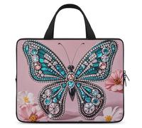Custodia per computer portatile, antiurto, borsa per il trasporto del computer con strass e farfalla, borsa per laptop tote leggera custodia per notebook da viaggio borsa da viaggio per lavoro da 17