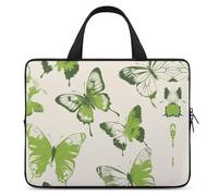 Custodia per computer portatile, antiurto, borsa per il trasporto del computer, verde lime, con farfalla, borsa per laptop, borsa per notebook leggera, borsa da viaggio per viaggi d'affari da 13