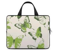 Custodia per computer portatile, antiurto, borsa per il trasporto del computer, verde lime, con farfalla, borsa per laptop, leggera, custodia per notebook da viaggio, borsa da viaggio per lavoro da 17