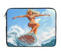 Custodia per Computer Portatile Bikini Girl Surfer Surfing Borsa da Trasporto Multicolore Impermeabile Portatile Borsa, per Travel, Notebook, Office, 15In