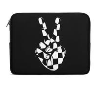 Custodia per Computer Portatile Black And White Checkered Peace Sign Borsa da Trasporto Resistente Impermeabile Custodia Notebook, per Office, Travel, Notebook, 15In