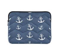Custodia per computer portatile blu navy con strisce di ancore bianche, borse impermeabili per computer portatile a 15,6 pollici per le donne