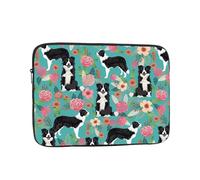 Custodia per computer portatile Border Collie Florals Custodia impermeabile per il trasporto del computer antiurto Protezione per laptop da viaggio da 12 pollici