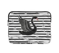 Custodia per computer portatile carina borsa per laptop 13 pollici 14 pollici nero bianco striscia argento cigno borsa per il trasporto