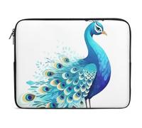 Custodia per Computer Portatile Cartoon Blue Peacock Borsa da Trasporto Comfyable Multicolore Custodia per Laptop, per Notebook, Office, Computer, 15In