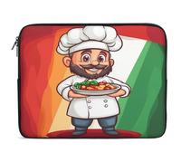 Custodia per Computer Portatile Chef Over Italy Flag Borsa da Trasporto Resistente Antiurto Custodia per Laptop, per Computer, Office, Travel, 15In