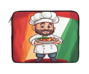Custodia per Computer Portatile Chef Over Italy Flag Borsa da Trasporto Resistente Antiurto Custodia per Laptop, per Computer, Office, Travel, 15In