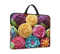 Custodia per computer portatile colorata Cupcakes arcobaleno fiore torta manica portatile resistente all'acqua borsa per il trasporto del computer valigetta con manico