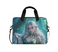 Custodia per computer portatile con cerniera, borsa a tracolla con manico e tracolla, custodia per computer da 15,6 pollici con cerniera Fairy Game Anime Girl Fantasy Art Style