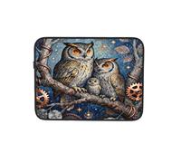 Custodia per computer portatile con famiglia di gufi, blu scuro, custodia per computer portatile, tablet, borsa da trasporto per lavoro da 10 pollici