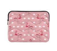 Custodia per computer portatile con fenicotteri rosa a pois bianchi, custodia trapuntata per laptop da 15,6 pollici, da donna