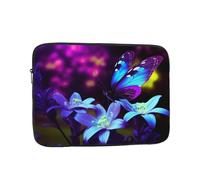 Custodia per computer portatile, con fiori e farfalle, colore blu e viola, custodia protettiva per computer da 12 pollici