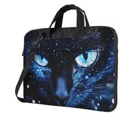 Custodia per computer portatile con gatto nero glitter blu borsa per computer da 15,6 pollici borse per computer imbottita copertura manica per donne uomini