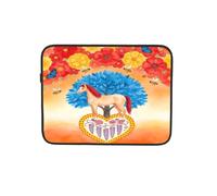 Custodia per computer portatile con motivo floreale e cuore arancione con cavallo e custodia per computer portatile da 13 pollici