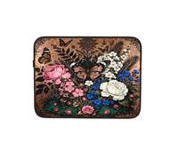Custodia per computer portatile con motivo floreale mandala, con farfalle vibranti e farfalle, borsa per il trasporto da 10 pollici