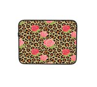 Custodia per computer portatile con motivo leopardato floreale, verde chiaro, borsa per il trasporto per computer portatile da 10 pollici