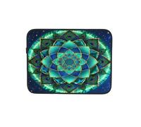Custodia per computer portatile con motivo mandala con pavone e mandala, colore blu, borsa per il trasporto per computer portatile da 17 pollici