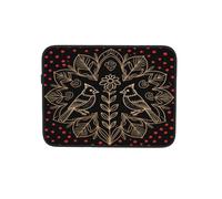 Custodia per computer portatile con motivo mandala con uccelli ornati, colore rosso e oro, borsa per il trasporto per computer portatile da 12 pollici