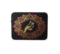 Custodia per computer portatile con motivo mandala, con uccellino, colore rosso scuro, per computer portatile e tablet, borsa per il trasporto da 13 pollici