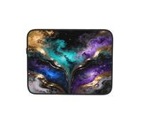 Custodia per computer portatile con motivo marmorizzato, colore foglia di tè, viola, nero, borsa per il trasporto da lavoro da 10 pollici