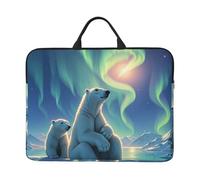 Custodia per computer portatile con orsi polari e aurora boreale da 14 pollici, impermeabile, leggera, con manico, borsa da viaggio per laptop, valigetta, borsa messenger per donne e uomini